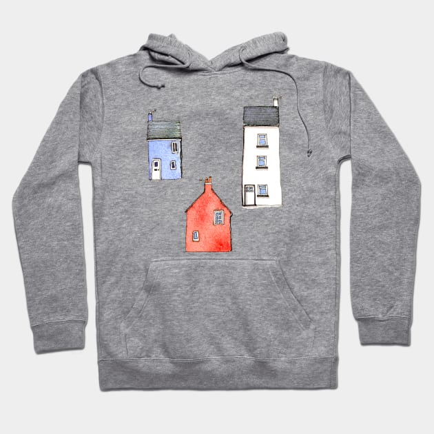 Watercolor Houses in Devon Hoodie by NicSquirrell